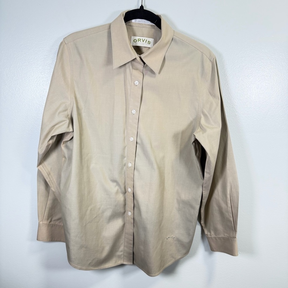Orvis Women's Beige Wrinkle agree Button‎ Down Shirt Sz 10